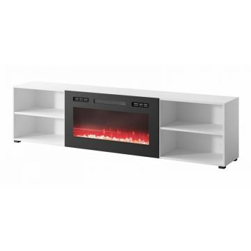 Cama MEBLE Comoda TV Cama Meble Polo 200x33x50,5, Alb cu semineu Negru