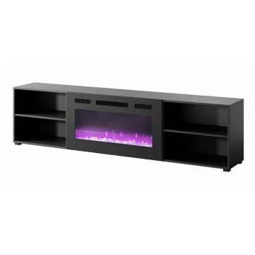Cama MEBLE Comoda TV Cama Meble Polo, 200x33x50,5, Negru cu semineu Negru