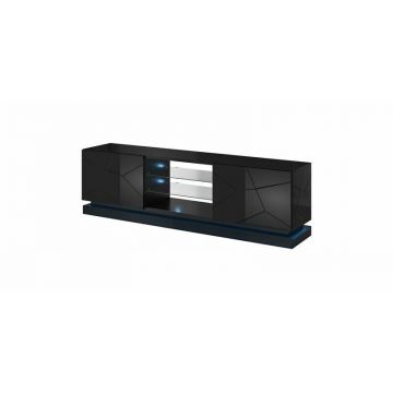 Cama MEBLE Comoda TV Cama Meble QIU 200, MDF-PAL, 42x57x200cm,  Negru