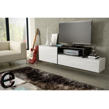 Cama MEBLE Comoda TV Cama Meble Sigma 3 180, PAL-MDF, Alb-Negru
