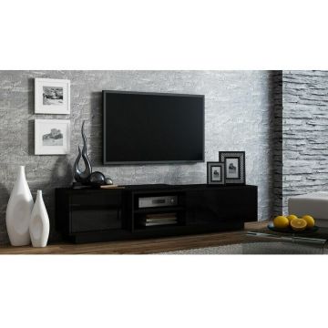 Cama MEBLE Comoda TV Cama Meble Sigma1 180, PAL-MDF, Negru Cama MEBLE Comoda TV Cama Meble Sigma1 180, PAL-MDF, Negru