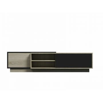 Cama MEBLE Comoda TV Cama Meble Sigma1 180, PAL-MDF, Stejar sonoma-Negru lucios