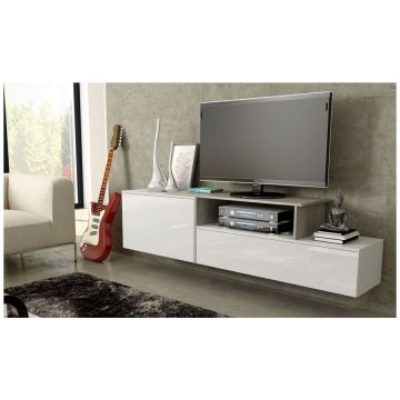 Cama MEBLE Comoda TV Cama Meble Sigma3 BI/BI+S, 40x180x52cm, Alb-Stejar