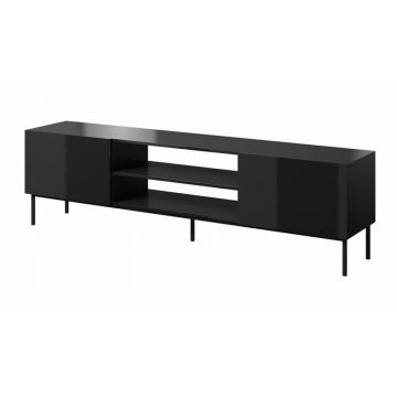 Cama MEBLE Comoda TV Cama Meble Slide 200K pe cadru din oțel 200x40x57 cm, PAL-MDF, Negru