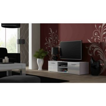 Cama MEBLE Comoda TV Cama Meble Soho 140, Alb lucios