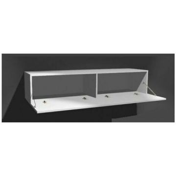 Cama MEBLE Comoda TV Cama Meble Vigo 180, 30/180/40 cm, Gri-Alb lucios