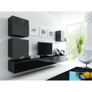 Cama MEBLE Comoda TV Cama Meble Vigo 180,  30-180-40 cm,  MDF-PAL, Negru