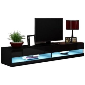 Cama MEBLE Comoda TV, Cama Meble VIGO NEW, 30x180x40 cm, Negru - Negru lucios Cama MEBLE Comoda TV, Cama Meble VIGO NEW, 30x180x40 cm, Negru - Negru lucios