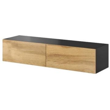 Cama MEBLE Comoda TV, Cama Meble Vigo, PAL, 30x40x140cm, Maro-Negru