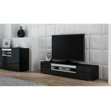 Cama MEBLE Comoda TV Cama Meble Viva 180, Negru-Alb