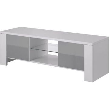 Cama MEBLE Comoda TV Cama Meble West, 42/130/42 cm, Alb-Gri lucios