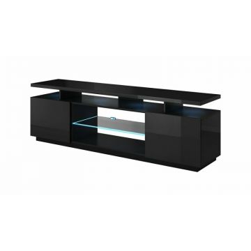 Cama MEBLE Comoda TV Coma Meble Eva 180x40x56, PAL-MDF, Negru lucios