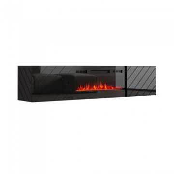 Cama MEBLE Comoda TV cu semineu electric, Cama Meble Luxe , PDF, 182.6x34.5x37.5cm, Negru