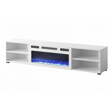 Cama MEBLE Comoda TV cu semineu electric, Cama Meble, PAL, 180x33x39cm, Alb