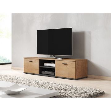 Cama MEBLE Comoda TV din pal si MDF, Cama Meble SOHO 140, Soho Stejar / Negru