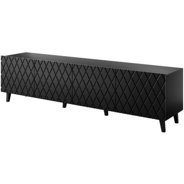 Cama MEBLE Dulap Cama Merle RTV Asti,  200x42x52, Negru mat