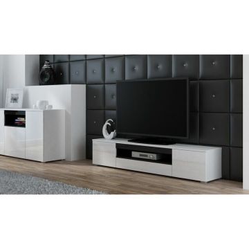 Cama MEBLE Suport TV Cama Meble Viva 180, Alb-Negru