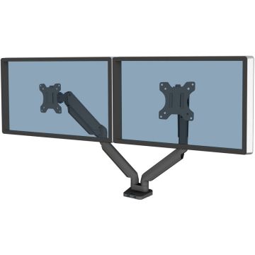 Fellowes Suport monitor birou FELLOWES Platinum Series Dual 8042501, Lift Gas, 32, 8Kg, rotire 360grade, Negru