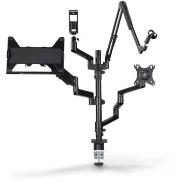 Hama Suport multifunctional Hama 4663, are configurare in flux, 4 brate, reglare pe înălțime, pivotare, 13-32, 8 kg, Negru