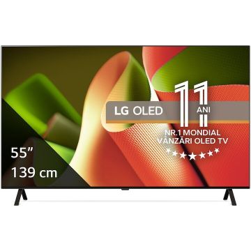 LG Televizor LG OLED 55B43LA, 139 cm, Smart, 4K Ultra HD, 100 Hz, Wi-Fi, Clasa G, Model 2024, Negru