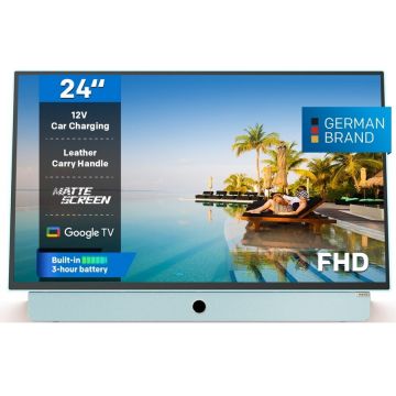 METZ Televizor Portabil LED Metz 24MPE7000Y, 60 cm 24, Full HD, Smart TV, Google TV, WiFi, CI+,clasa E, autonomie baterie 3 h, Albastru