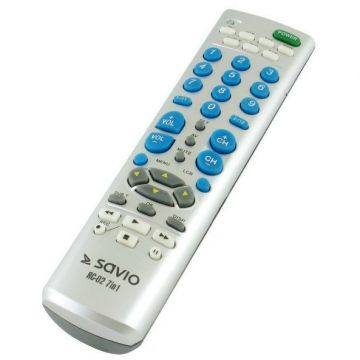 Savio Telecomanda Universala Savio RC-02 , 7in1, Infrarosu Wireless DVD/Blu-ray,TV , Argintiu