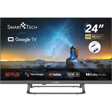 Smart Tech Televizor LED Google TV SmartTech 24HG01VC, 60 cm, alimentare 12 / 220 V, HD Ready, Smart TV, WiFi, CI+, Negru