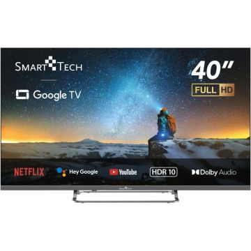 Smart Tech Televizor Smart Tech Google TV 40FG01V, 101 cm, Smart TV, Full HD, Wi-Fi, Bluetooth, Dolby Audio, Negru