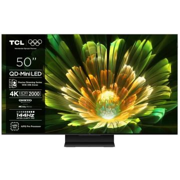TCL Televizor smart Mini LED TCL 50Q7C, 126 cm, Ultra HD 4K, WiFi, Clasa F, Negru