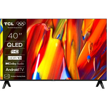 TCL Televizor Smart QLED TCL 40V5C, 100 cm, Full HD, Android TV, Dolby Audio, Clasa F, Negru