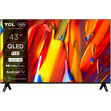 TCL Televizor TCL QLED 43V5C, 108 cm, Smart Google TV, Full HD, clasa F, (Model 2025), Negru