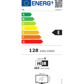Televizor Mini LED TCL 85Q8C, 215 cm, Google TV Ultra HD 4K, Clasa E