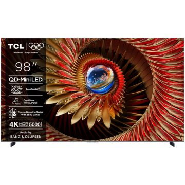 Televizor Mini LED TCL 98Q8C, 248 cm, Google TV Ultra HD 4K, Clasa D Televizor Mini LED TCL 98Q8C, 248 cm, Google TV Ultra HD 4K, Clasa D
