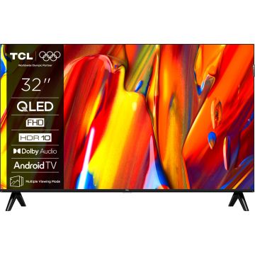 Televizor Smart QLED TCL 32V5C, 80 cm, Full HD, Android TV, Dolby Audio, Negru, Clasa F