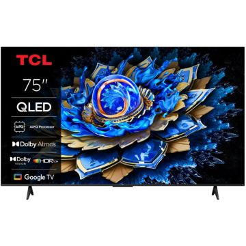 Televizor Smart QLED TCL 75T69C, 189 cm, Ultra HD 4K, Google TV, Clasa F