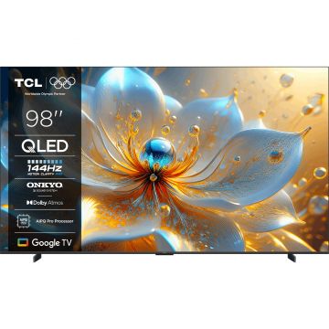 Televizor Smart QLED TCL 98T8C, 248 cm, Ultra HD 4K, Clasa E
