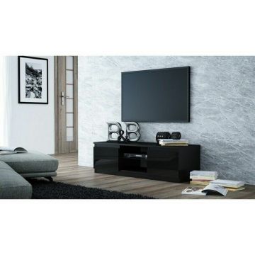 TOP E SHOP Comoda TV Top E Shop, 2 rafturi, Negru TOP E SHOP Comoda TV Top E Shop, 2 rafturi, Negru