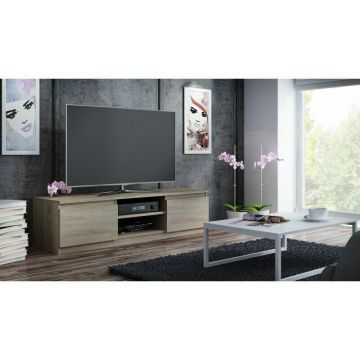 TOP E SHOP Comoda TV Top E Shop, 2 rafturi, PAL, Stejar TOP E SHOP Comoda TV Top E Shop, 2 rafturi, PAL, Stejar