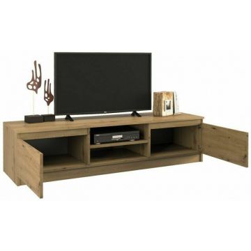TOP E SHOP Comoda TV Top E Shop, PAL, 2 Rafturi, Stejar TOP E SHOP Comoda TV Top E Shop, PAL, 2 Rafturi, Stejar