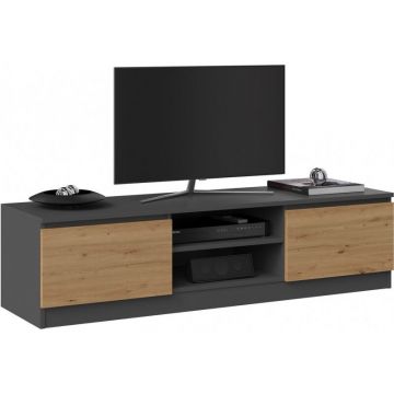 TOP E SHOP Top E Shop Comoda  TV 140 Czarny ,PAL-MDF, 2 Rafturi, Antracit-Stejar