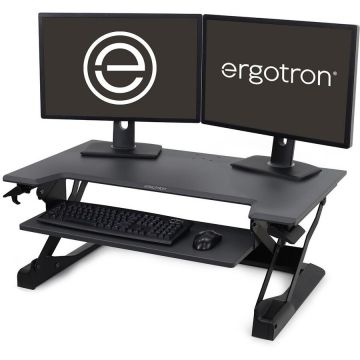 Ergotron Statie de lucru tip birou pentru picioare (negru cu suprafata gri)