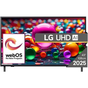 LG Televizor LG LED 43UA74003LB, 108 cm, Smart, 4K Ultra HD, Clasa G (Model 2025), Negru
