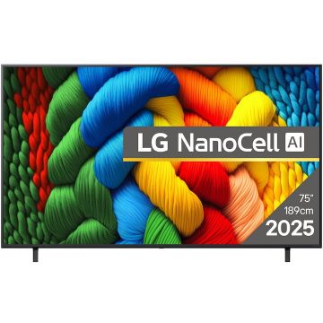 LG Televizor LG NanoCell 75NANO80A3B, Diagonala 189 cm, Rezolutie 3840 x 2160, Smart, 4K Ultra HD, Clasa F, Negru