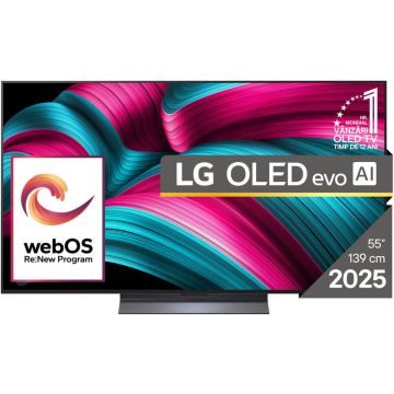 LG Televizor LG OLED evo 55C52LA, Diagonala 139 cm, Rezolutie 3840 x 2160, Smart, 4K Ultra HD, 100 Hz, Clasa F, Gri-inchis