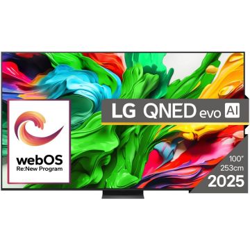 LG Televizor LG QNED 100QNED86A6, 253 cm, Smart, 4K Ultra HD, 120Hz, Clasa F (Model 2025), Negru