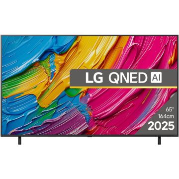 LG Televizor LG QNED 65QNED80A3A, 164 cm, Smart, 4K Ultra HD, Clasa E (Model 2025), Gri inchis