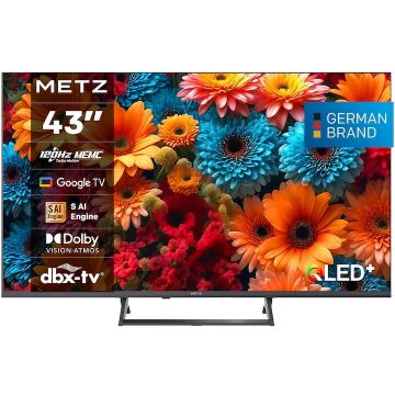 METZ Televizor METZ QLED 43MQF7500Z, 109 cm, Smart Google TV, 4K Ultra HD, 120Hz, Clasa F