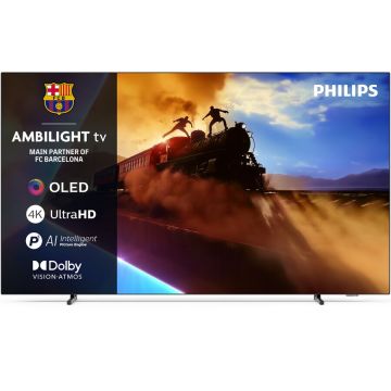 Philips Televizor Philips Ambilight TV OLED 48OLED770, 121 cm, Smart TV, 4K Ultra HD, 100 Hz, Clasa F (Model 2025), Argintiu