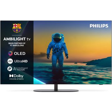 Philips Televizor Philips Ambilight TV OLED 48OLED820, 121 cm, Google TV, 4K Ultra HD, 100Hz, Clasa G (Model 2025). Gri