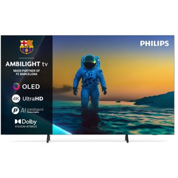 Philips Televizor Philips Ambilight TV OLED 77OLED820, 194 cm, Google TV, 4K Ultra HD, 100Hz, Clasa F (Model 2025), Gri